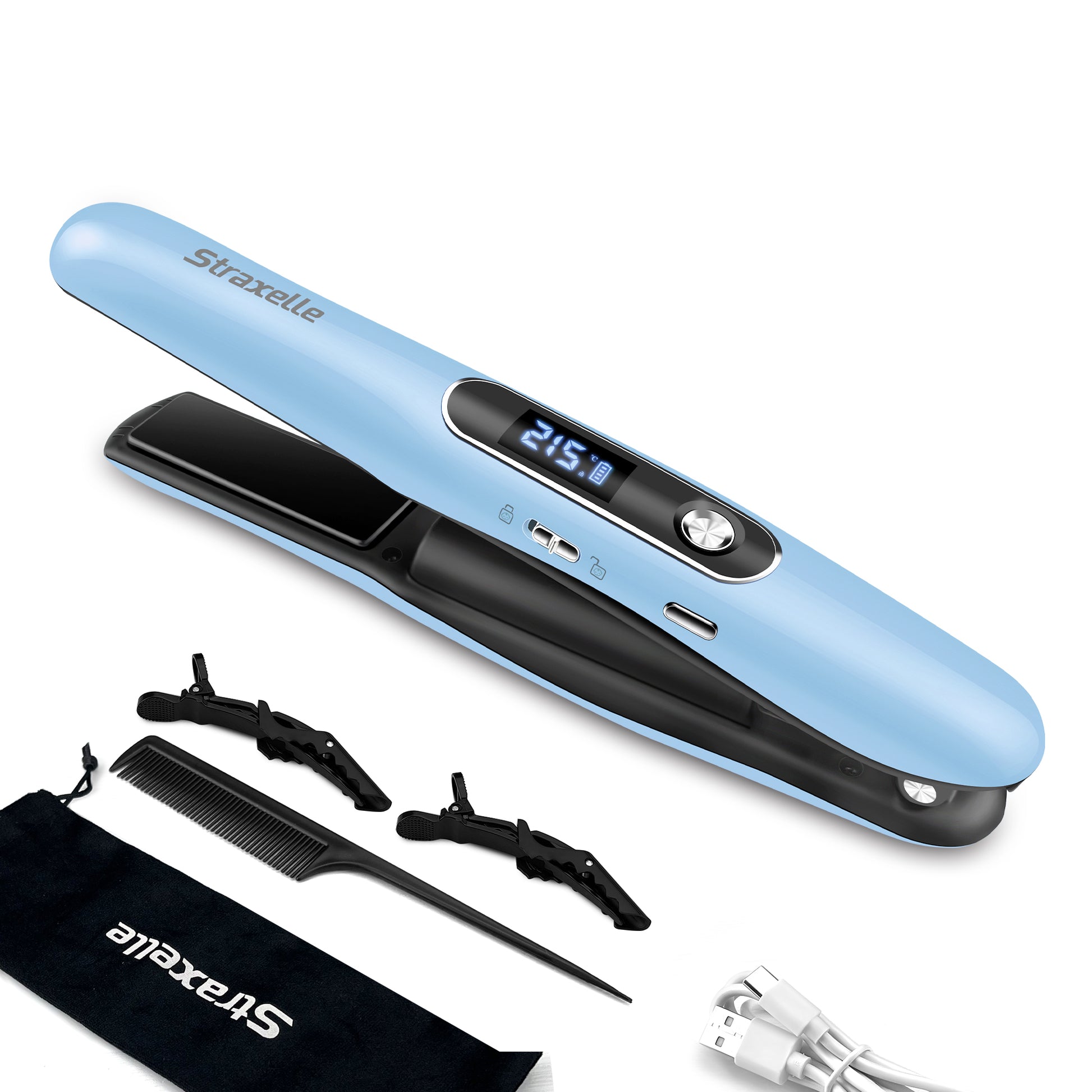 Mini Cordless Hair Straightener & Curler 2-in-1 with LED Display-Candy Series