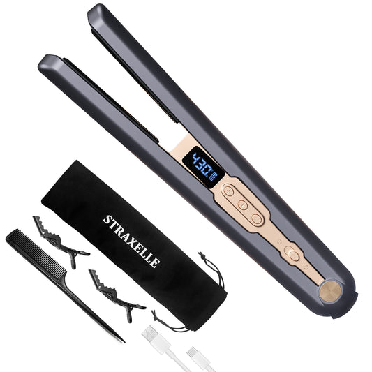 Straxelle Pro Cordless Straightener & Curler — Midnight Blue & Gold